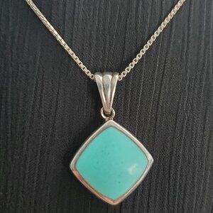 Sterling silver and turquoise pendant with chain